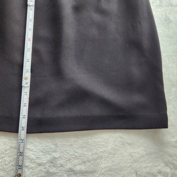 Vintage 90s Black Midi Skirt Size 10 Petite Collectibles Back Slit Goth Classic - Picture 12 of 13